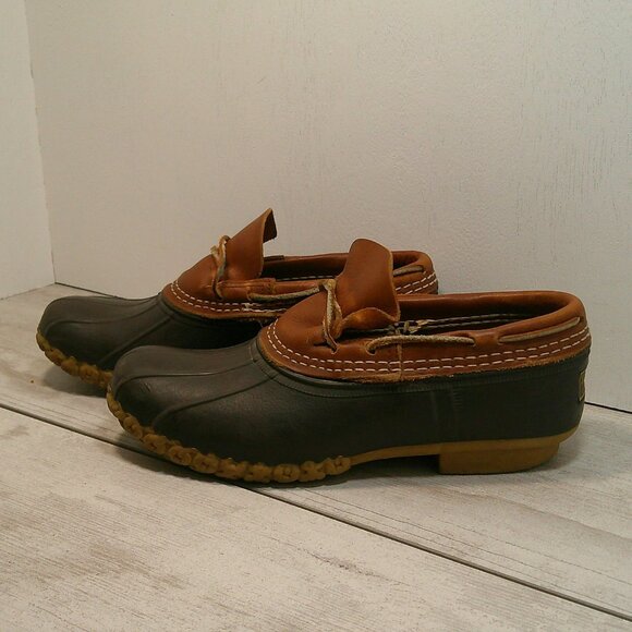 Women's Bean Boots, Rubber Mocs Tan Leather, Brown Boot Size 6.5 - Picture 4 of 6